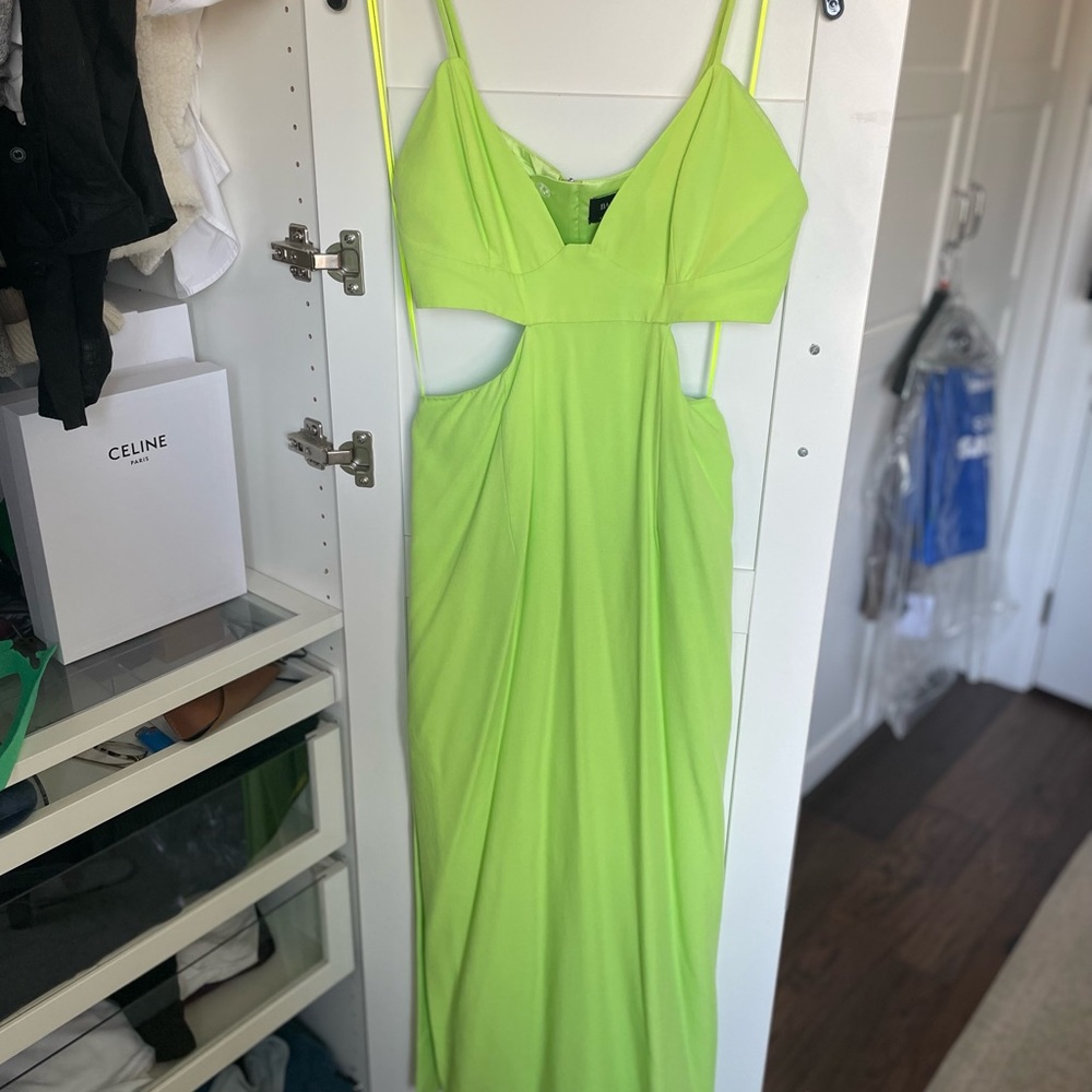 Bardot lime green cut-out midi dress - Picture 4 of 9